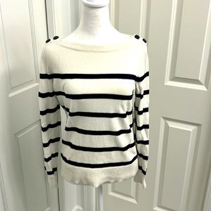 Loft navy and white striped boatneck sweater. Size small.
